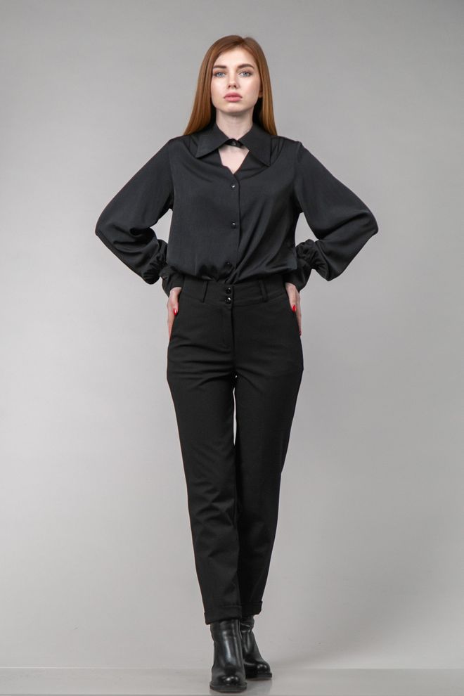 Блуза з вшитим коміром-чокером (чорний)