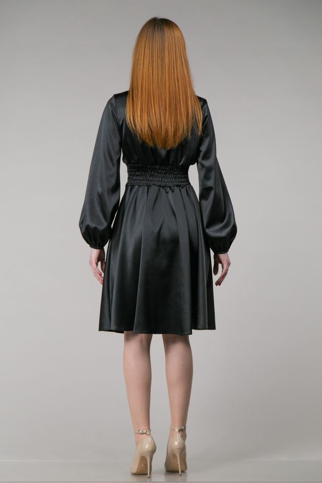 Платье с пуговицами длинный рукав (черный)
