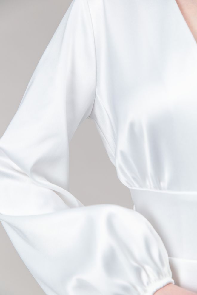 Платье миди с пуговицами длинный рукав (молочный)