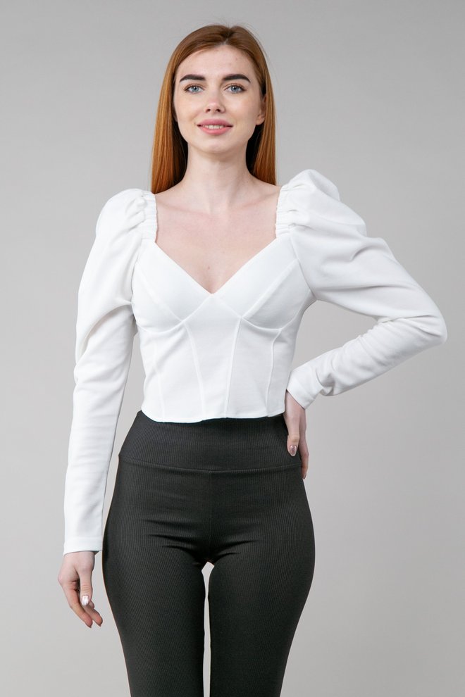 Блуза-корсет з довгим рукавом (білий)