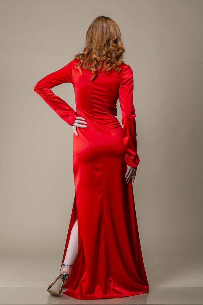 Платье макси с вырезом (красный)