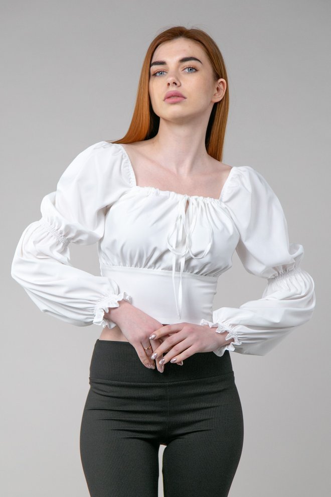 Блуза із зав'язками на грудях (білий)
