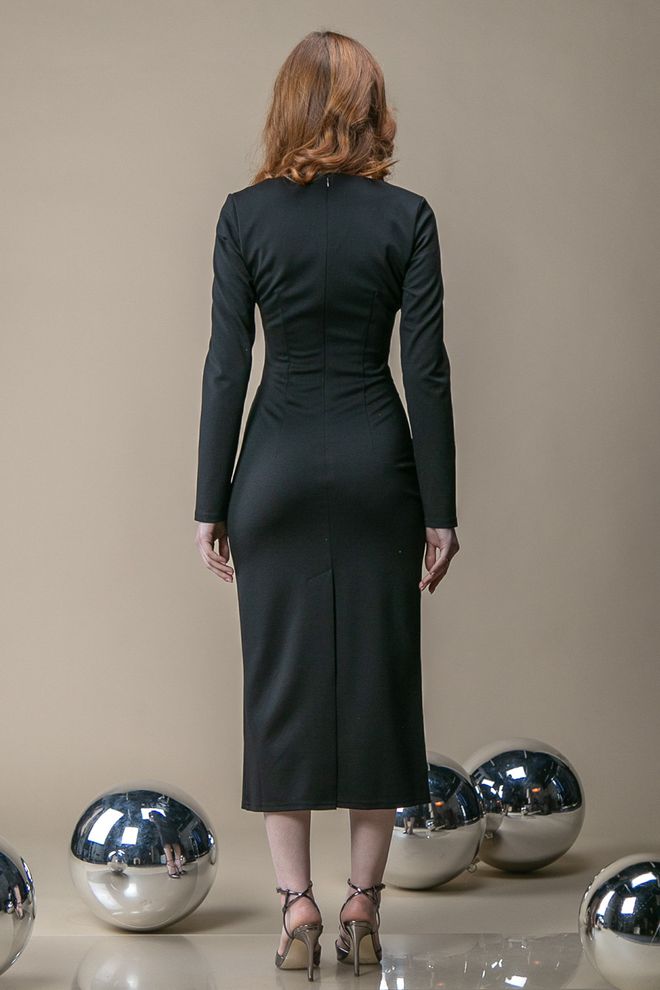 Платье футляр с разрезом (черный)