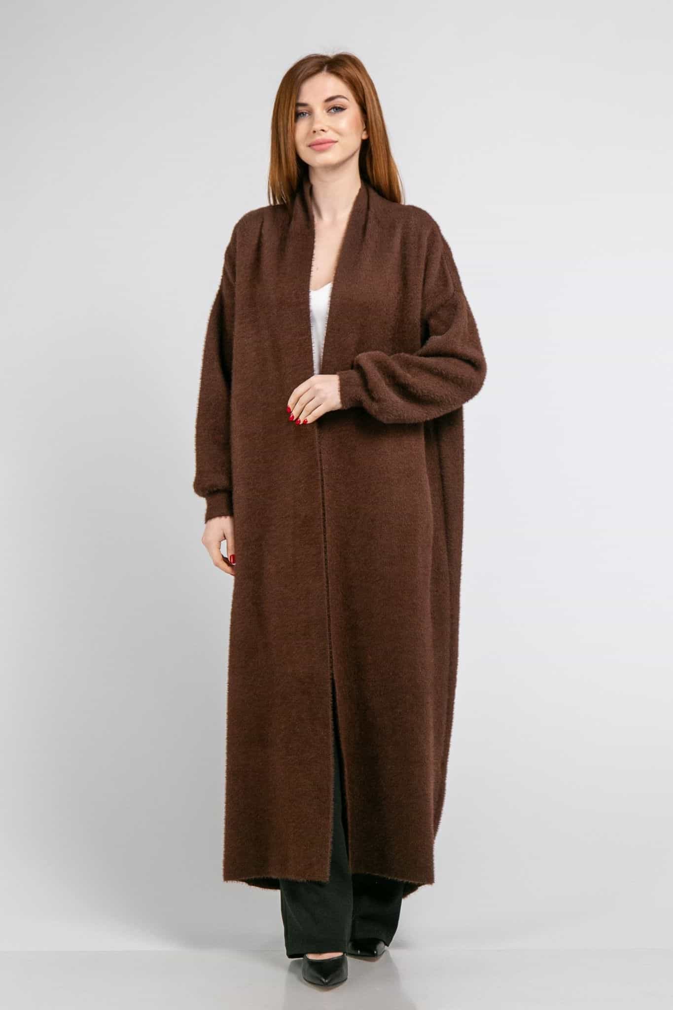 Кардиган максі з манжетами ONE SIZE (коричневий)