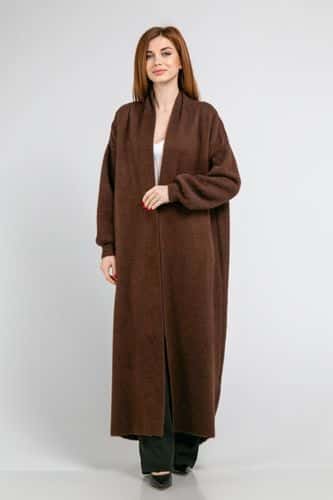 Кардиган максі з манжетами ONE SIZE (коричневий)
