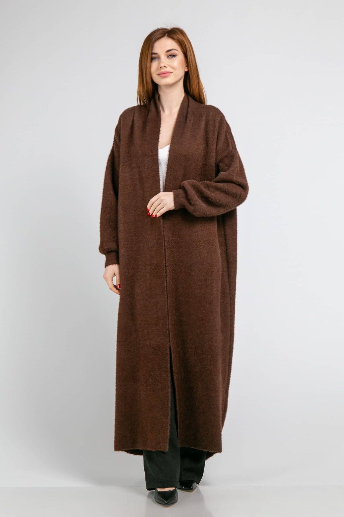 Кардиган максі з манжетами ONE SIZE (коричневий) — 1