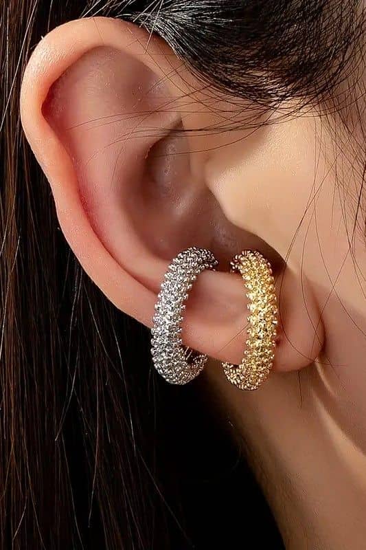 Серьга кафа минималистичная массивная (золото)