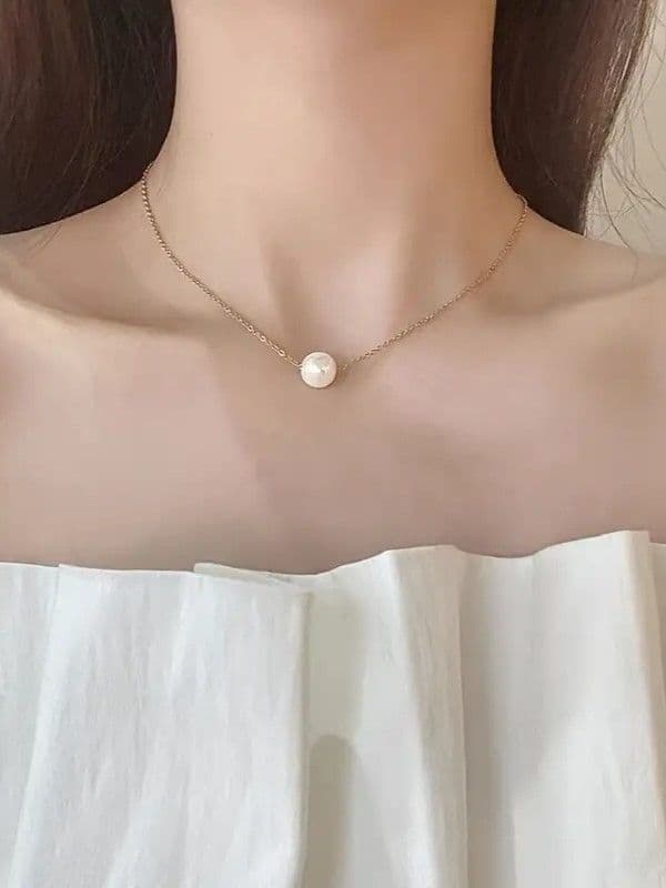 Ланцюжок з намистиною (золото+білий) — 1