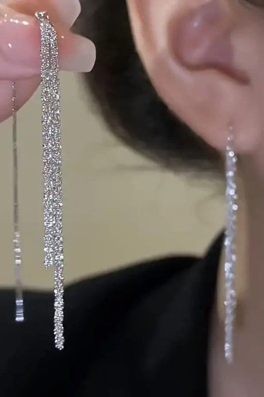 Серьги протяжка кисточка (серебро)