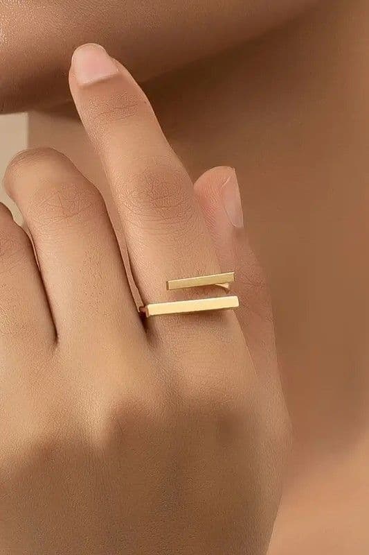 Каблучка масивна геометрія прямокутники (золото) — 1