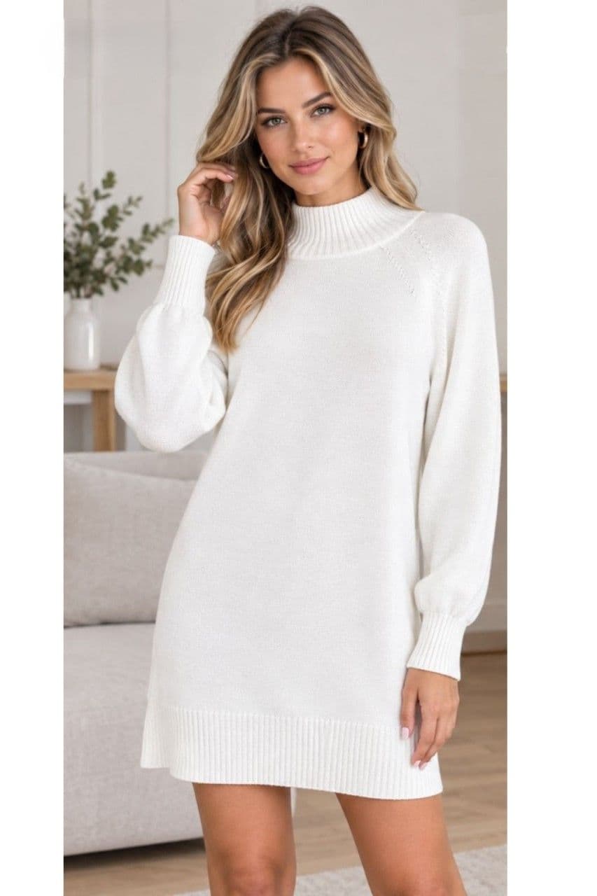 Платье мини трикотаж оверсайз ONE SIZE (молочный)