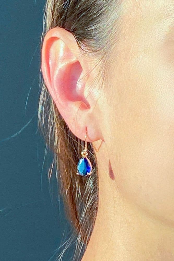 Серьги капельки (золото+синий) — 5