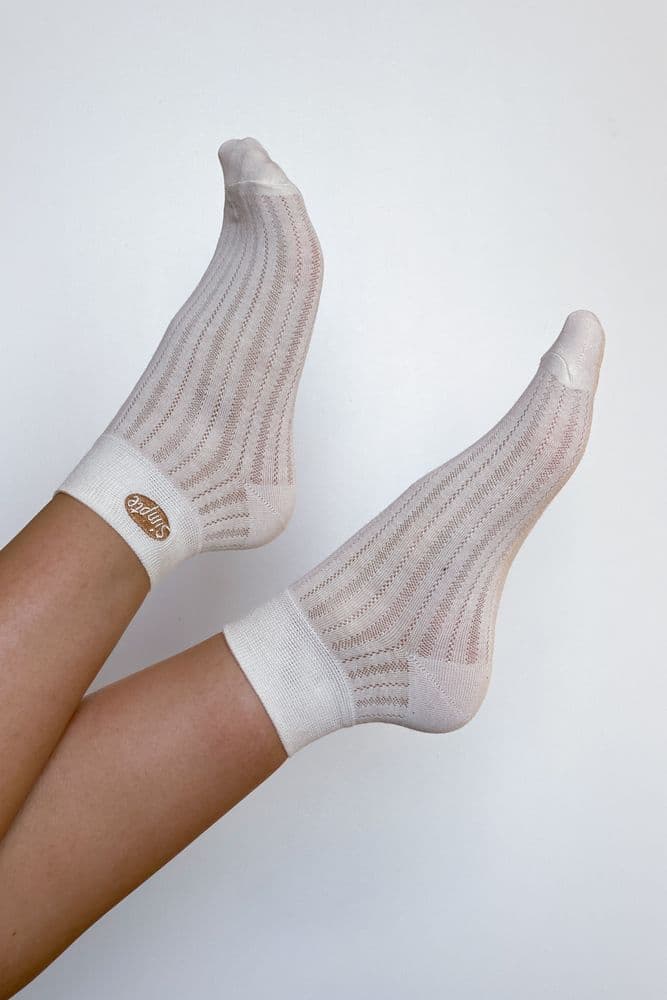 Шкарпетки короткі бамбук лого 36-41 (молочний) — 2
