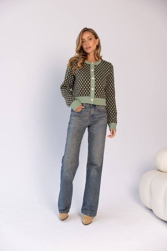 Кардиган з золотими ґудзиками ONE SIZE (оливка+коричневий — 3
