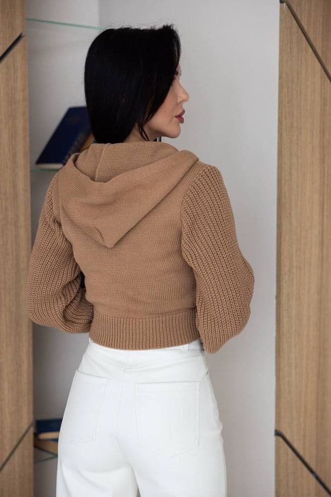 Кофта з капюшоном на блискавці ONE SIZE (кемел) — 2
