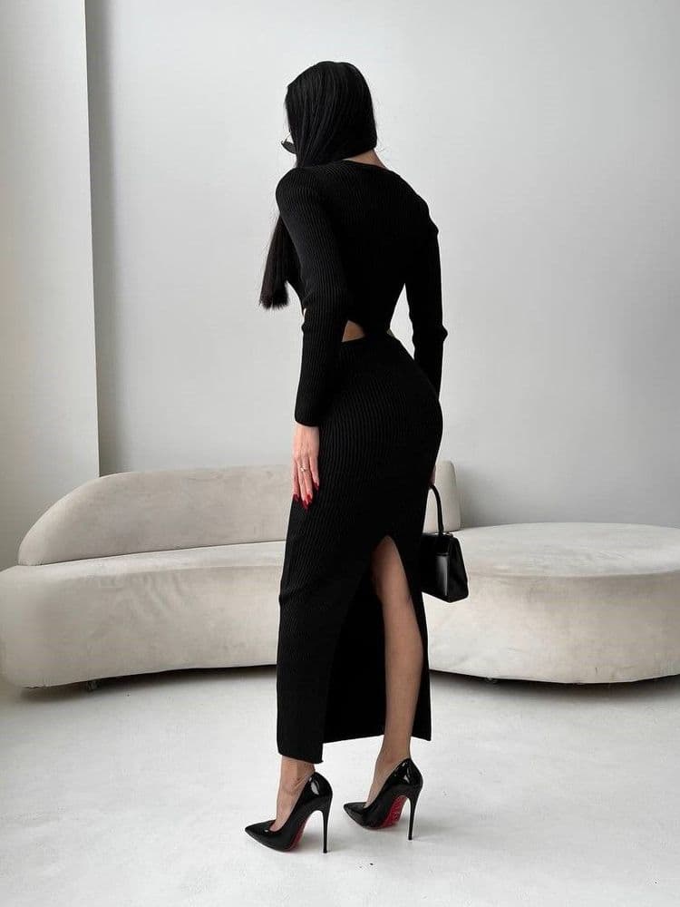 Плаття максі з вирізами ONE SIZE (чорний) — 5