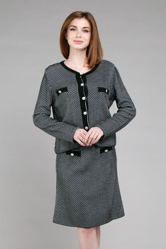 Костюм кофта+спідниця міні ONE SIZE (чорний+білий) — 1