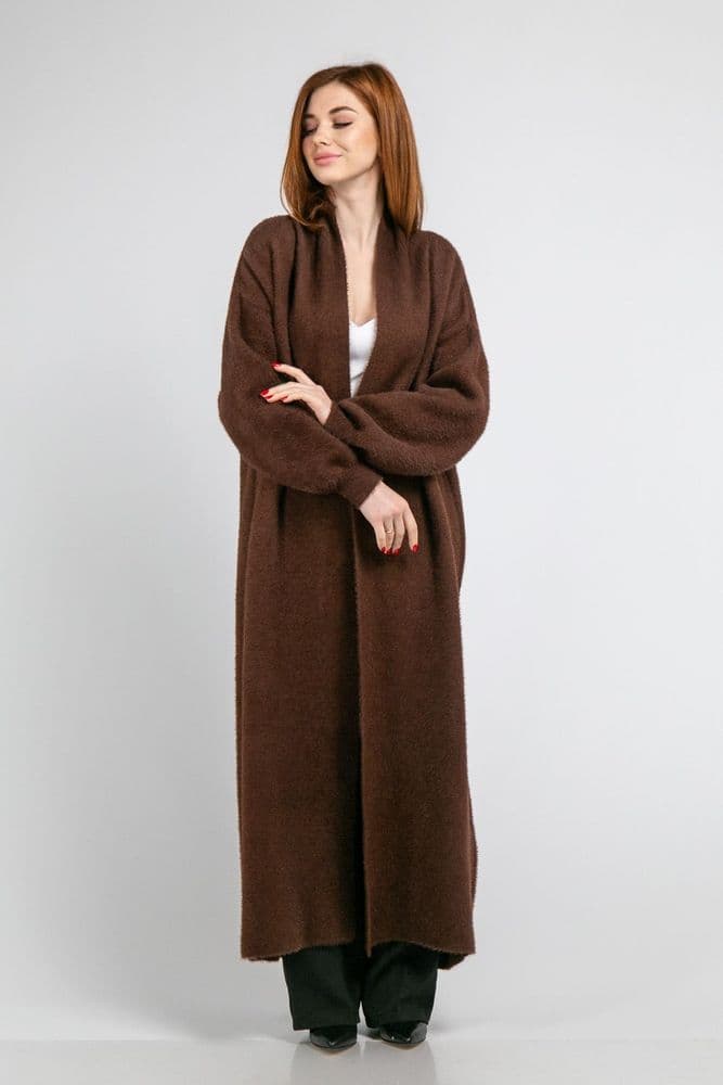 Кардиган макси с манжетами ONE SIZE (коричневый) — 3