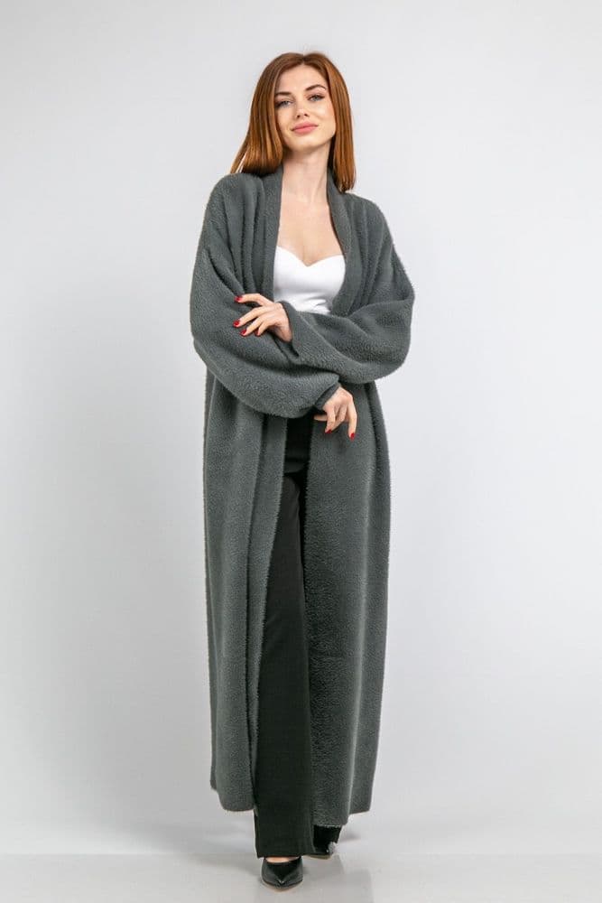 Кардиган максі з манжетами ONE SIZE (сірий) — 1