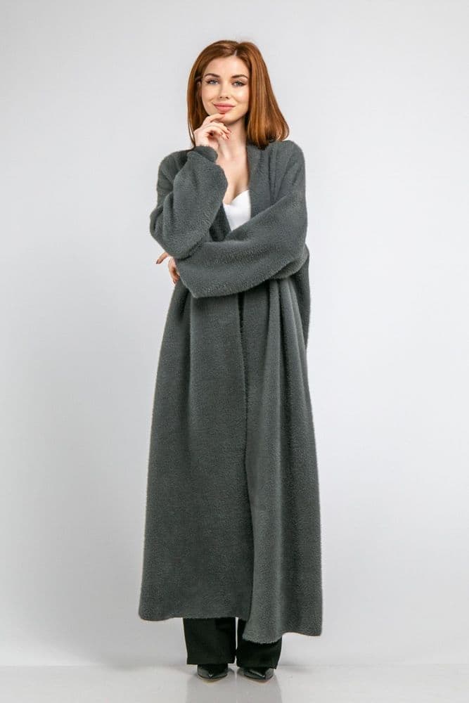 Кардиган максі з манжетами ONE SIZE (сірий) — 2