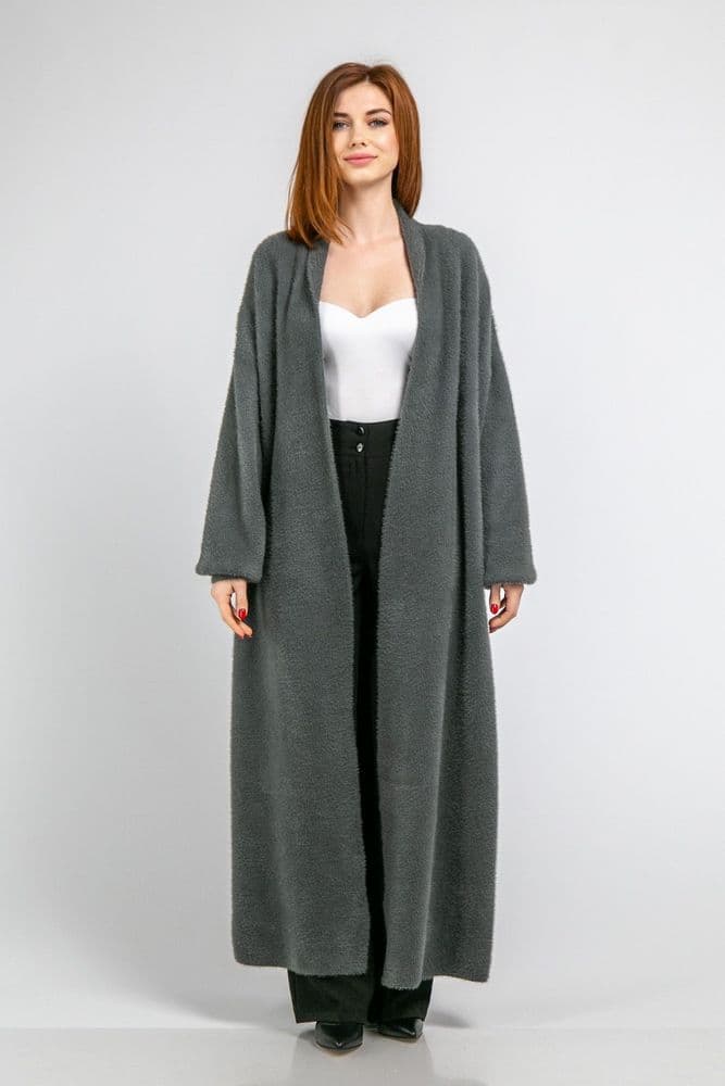 Кардиган максі з манжетами ONE SIZE (сірий) — 3