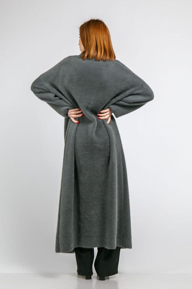 Кардиган максі з манжетами ONE SIZE (сірий) — 5