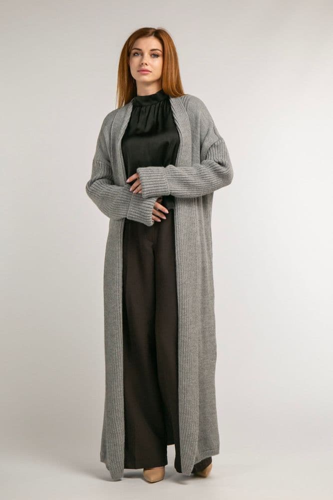 Кардиган максі з розрізами ONE SIZE (сірий світлий) — 7