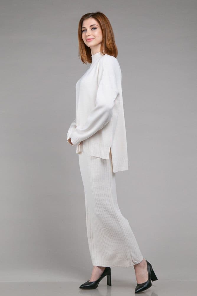 Костюм кофта зі стійкою+спідниця міді ONE SIZE (молочний) — 2