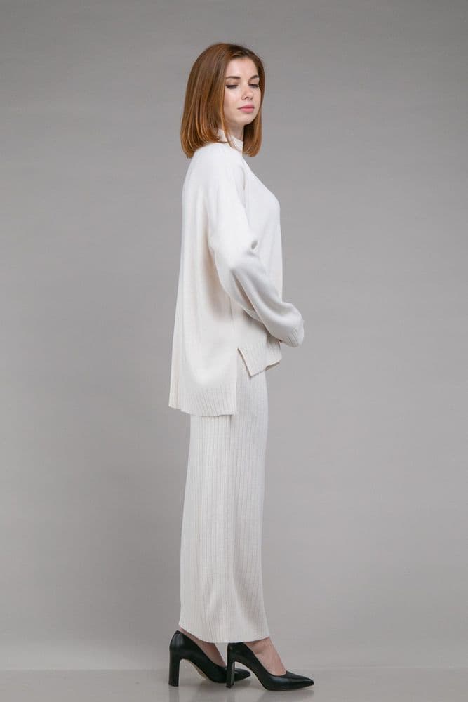 Костюм кофта зі стійкою+спідниця міді ONE SIZE (молочний) — 3