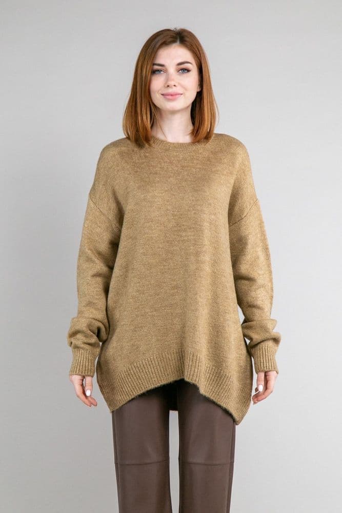 Светр оверсайз асиметричний ONE SIZE (кемел) — 3