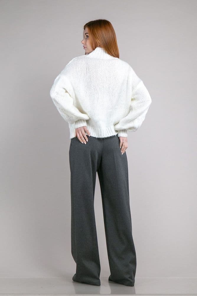 Свитер косы со стойкой ONE SIZE (молочный) — 3