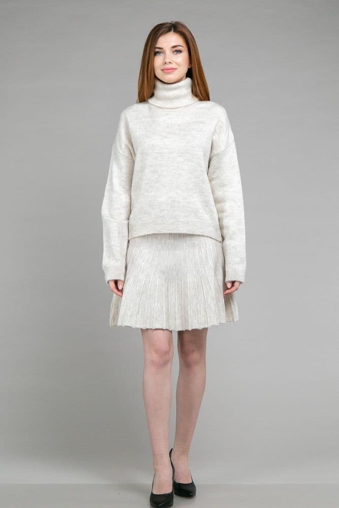Костюм светр з горлом+спідниця ONE SIZE (беж) — 2