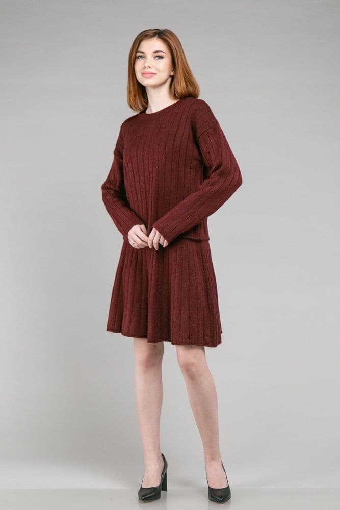 Костюм светр+спідниця ONE SIZE (бордо) — 3