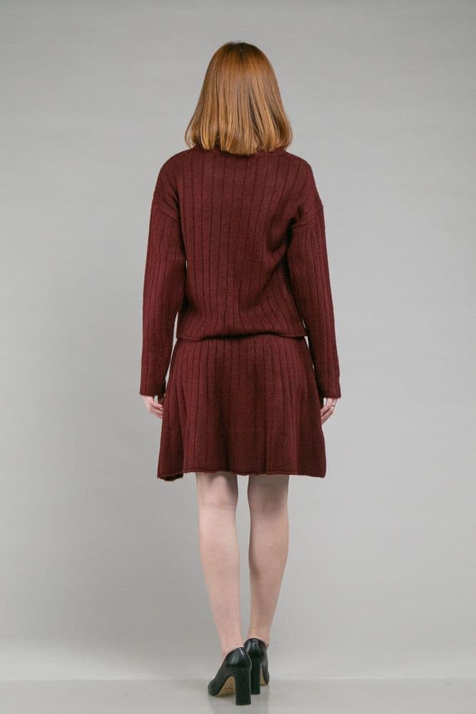 Костюм светр+спідниця ONE SIZE (бордо) — 5