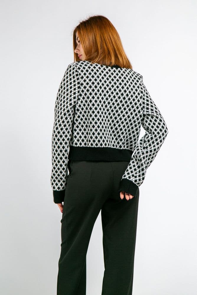 Кардиган з золотими ґудзиками ONE SIZE (молочний+чорний) — 5