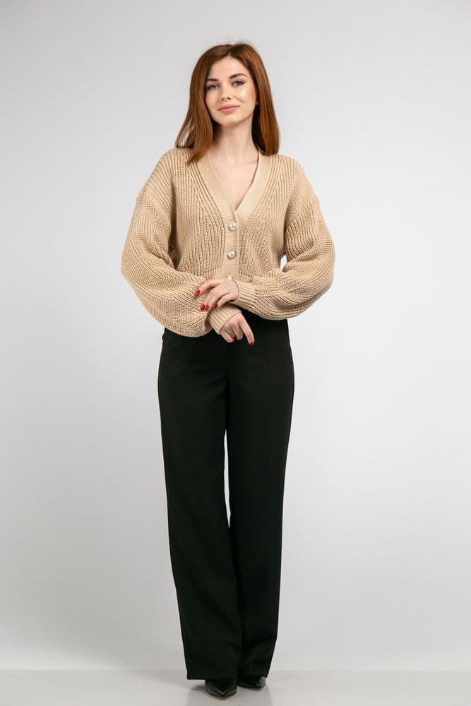 Кардиган короткий з золотими ґудзиками ONE SIZE (беж) — 2