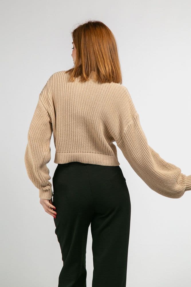 Кардиган короткий з золотими ґудзиками ONE SIZE (беж) — 5