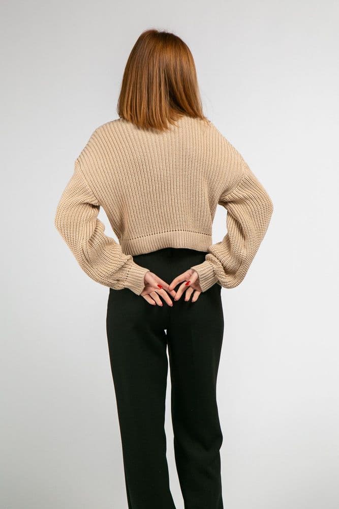 Кардиган короткий з золотими ґудзиками ONE SIZE (беж) — 6