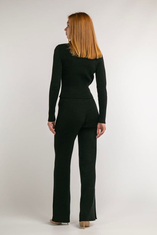 Костюм трикотажний кофта+брюки на молнії ONE SIZE (чорний) — 1
