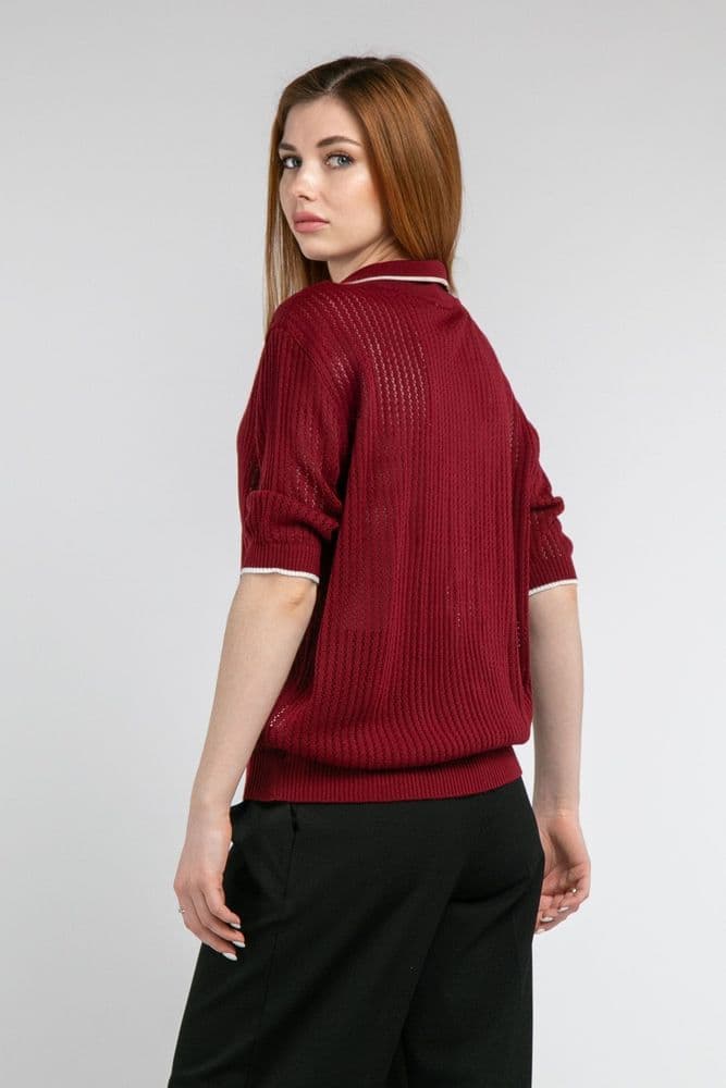 Джемпер ажурний ONE SIZE (бордовий) — 4