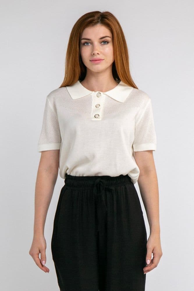 Джемпер с коротким рукавом ажурный ONE SIZE (молочный) — 2