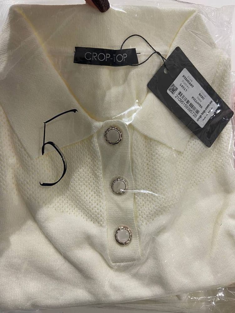 Джемпер с коротким рукавом ажурный ONE SIZE (молочный) — 5
