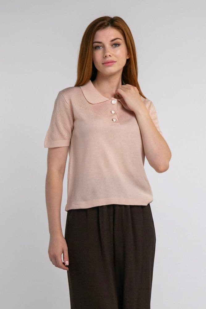 Джемпер з коротким рукавом ажурний ONE SIZE (рожевий) — 3