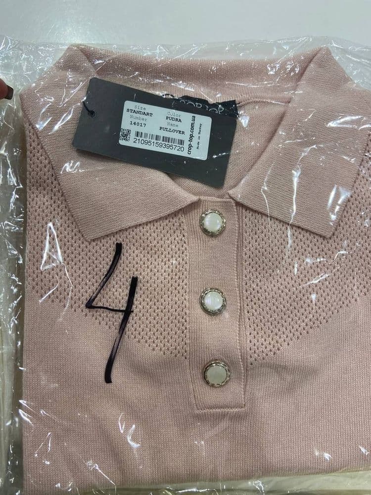 Джемпер з коротким рукавом ажурний ONE SIZE (рожевий) — 4