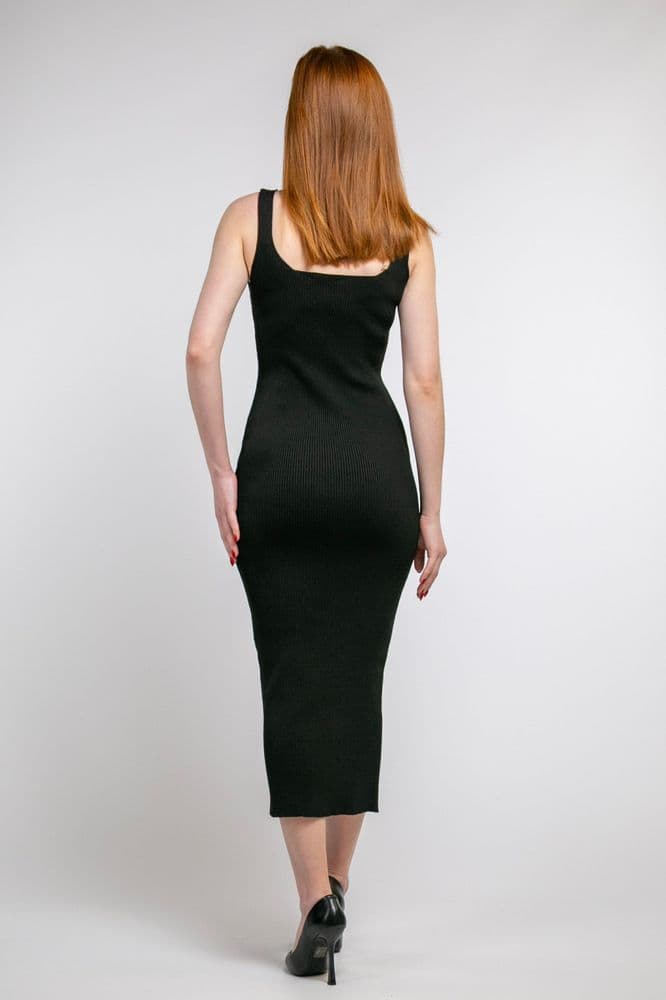 Платье трикотажное миди ONE SIZE (черное) — 1