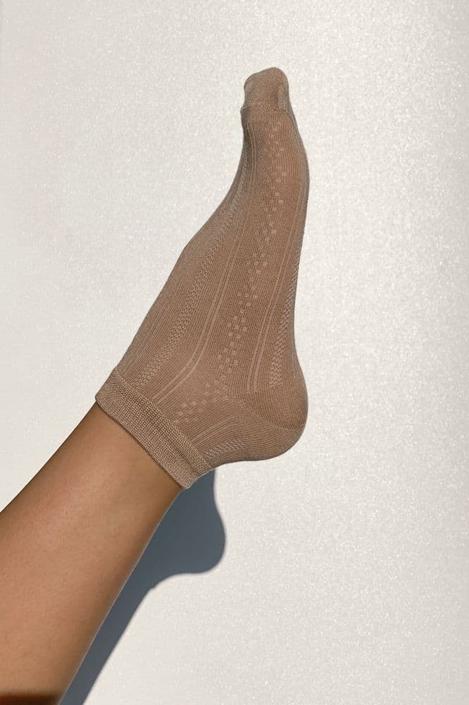 Носки короткие бамбук сетка узор 36-41 (беж темный) — 3