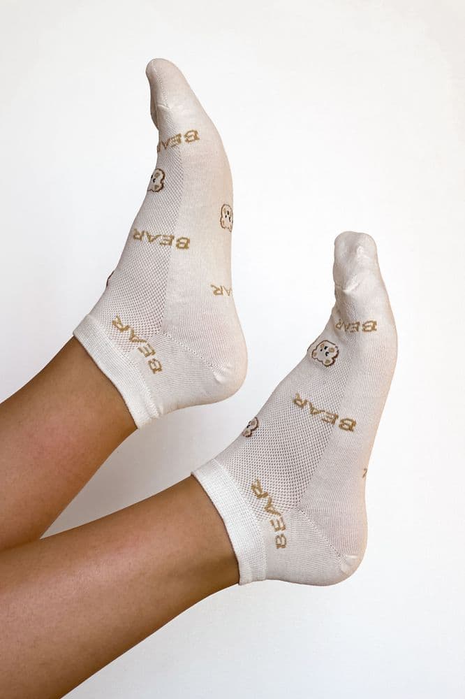 Шкарпетки короткі котон сітка напис 36-41 (молочний) — 3