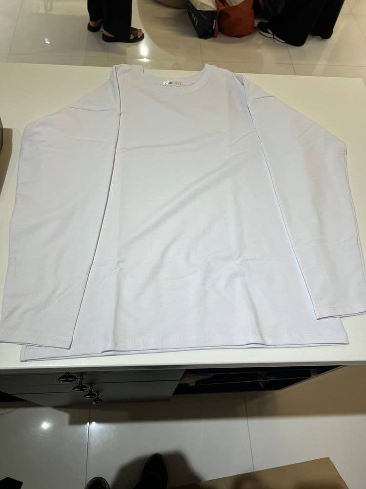 Лонгслів двунитка з круглим вирізом ONE SIZE (білий) — 5