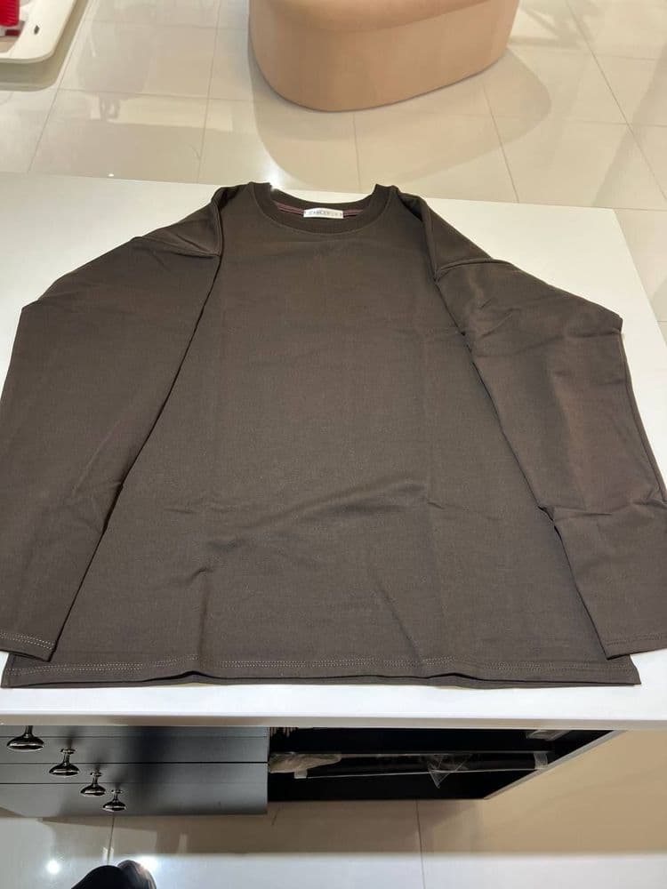 Лонгслів двунитка з круглим вирізом ONE SIZE (шоколад) — 4