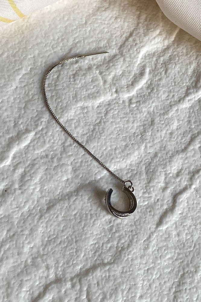 Серьга протяжка с кафой цирконий (серебро) — 2